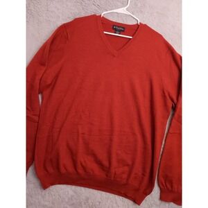 Brooks Brothers Sweater Mens Extra Large Merino Wool Blend Stretch V Neck Maroon